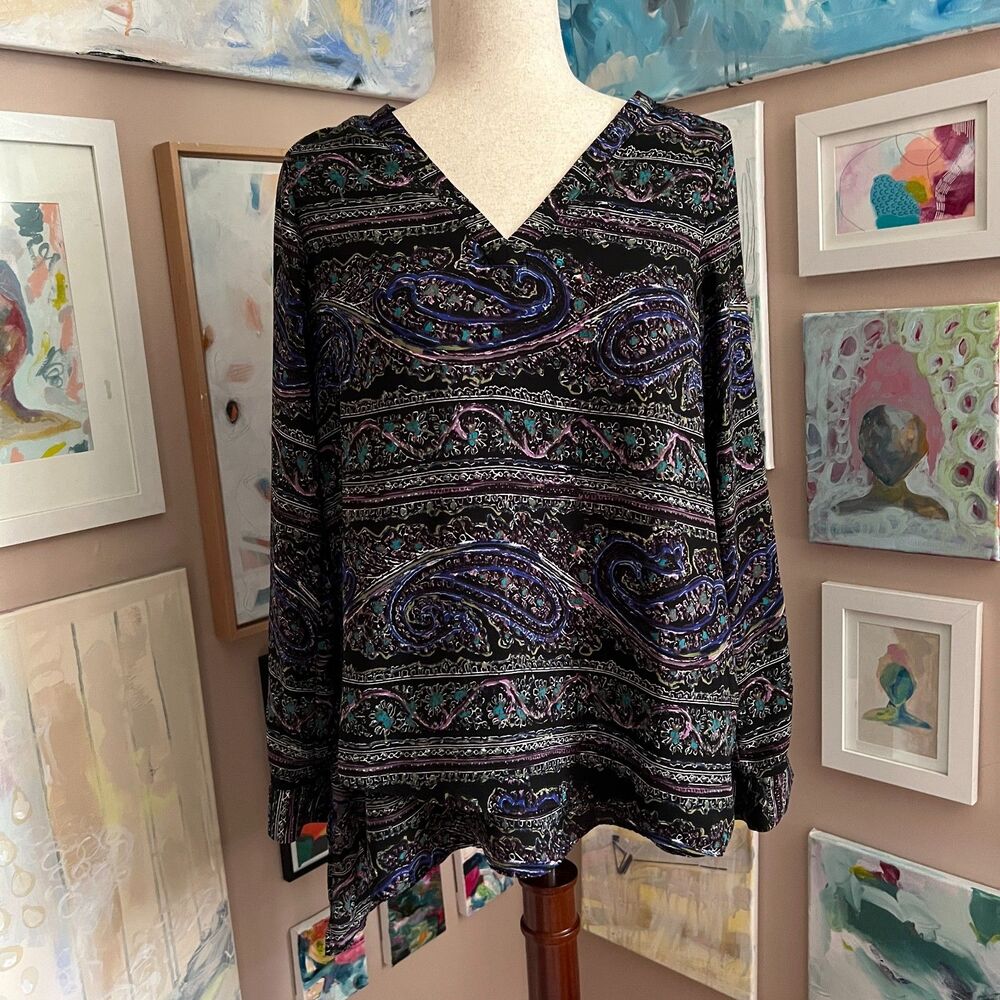 The‎ Limited Paisley Print Asymmetrical Hem Blouse Size Small 90s Dark Academia